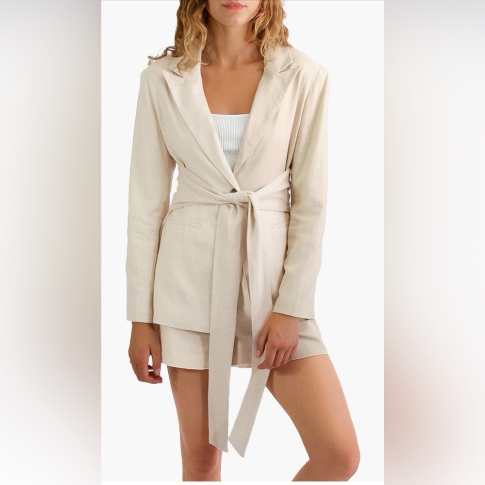 Cream Blazer with Tie Waist